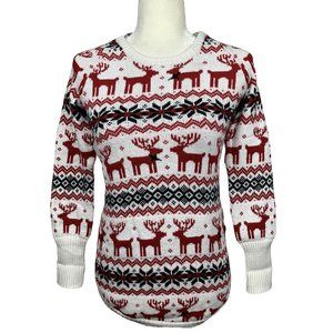 Christmas Sweater Fair Isle Long Sleeves Deer XS